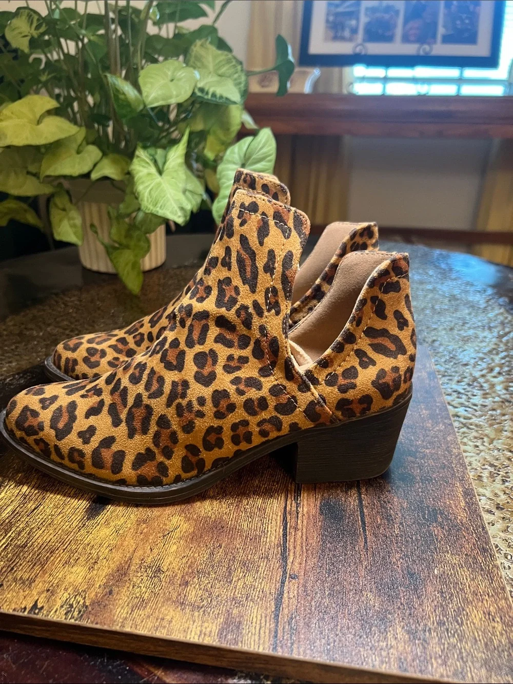Volatile Leopard Print Women's Ankle Booties - Brown size 6